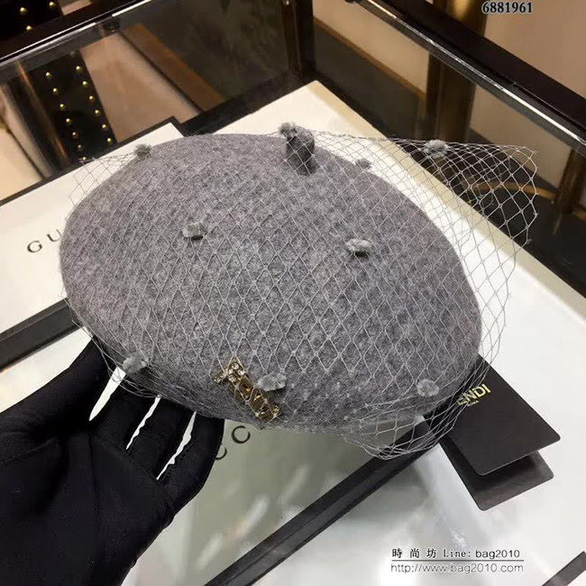 FENDI芬迪 代購品質 爆新款 網紗格子貝雷帽 6881961 LLWJ6763